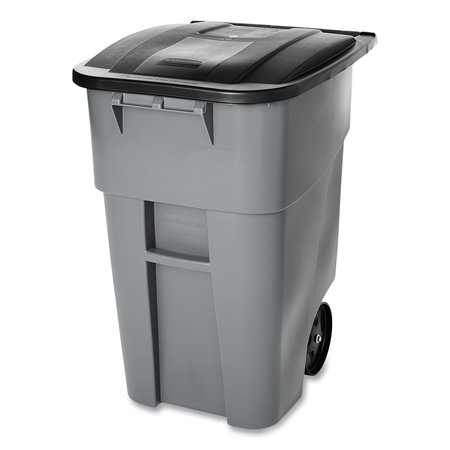 Rubbermaid Commercial 50 gal Square Trash Can, Gray, Top Door, Plastic FG9W2700GRAY
